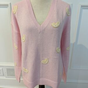 Lilly Pulitzer Heathered Pink Muse Fresh Squeezed Embroidery Sweater